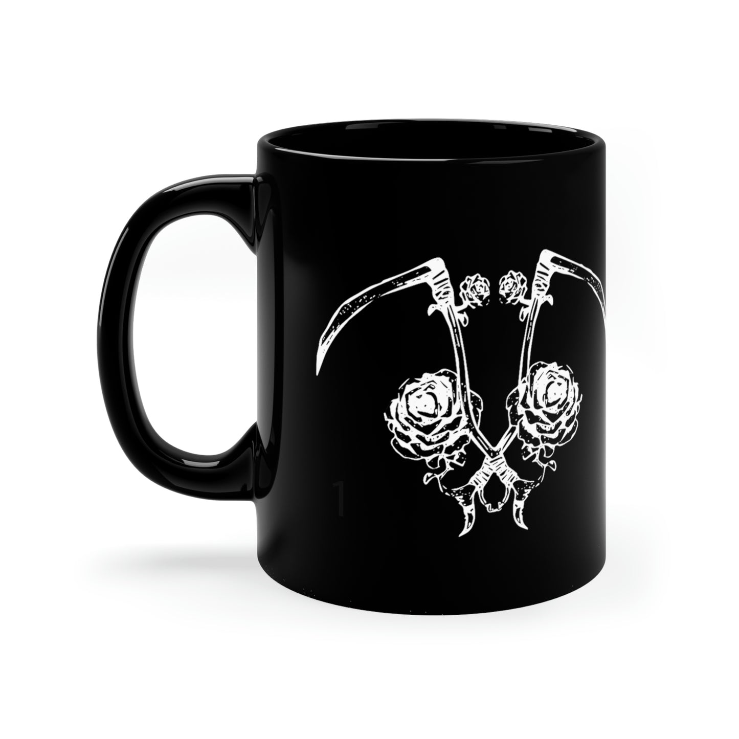 "Dual Scythe & Roses" - Black Mug 11oz